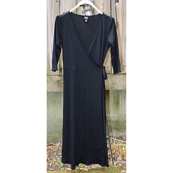 Eileen Fisher - Wool Jersey Surplice 46" Wrap Dress, Sml Oversize fits Med - Picture 10 of 11